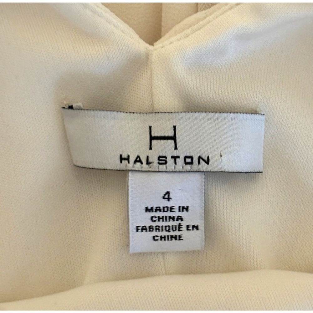 Halston Slowly Cold Shoulder Mini Size 4 Dress Ivory Flowy Overlay Shift Dress - Picture 2 of 12